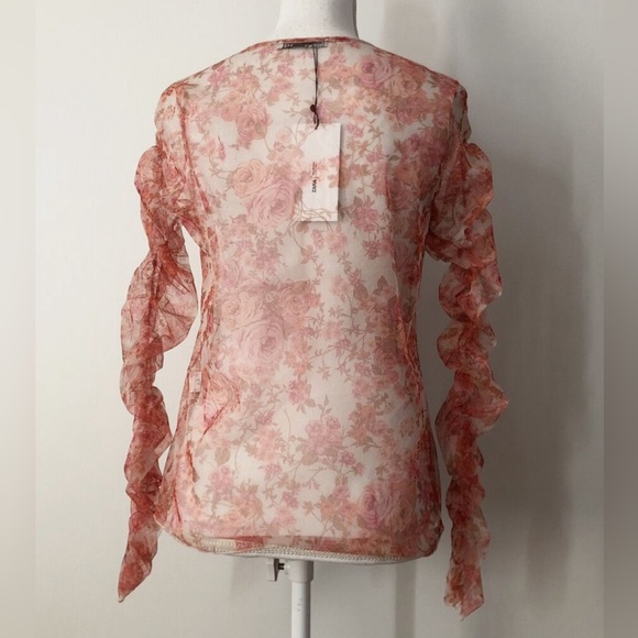 Zara Sheer Long Sleeve Top - Picture 4 of 4